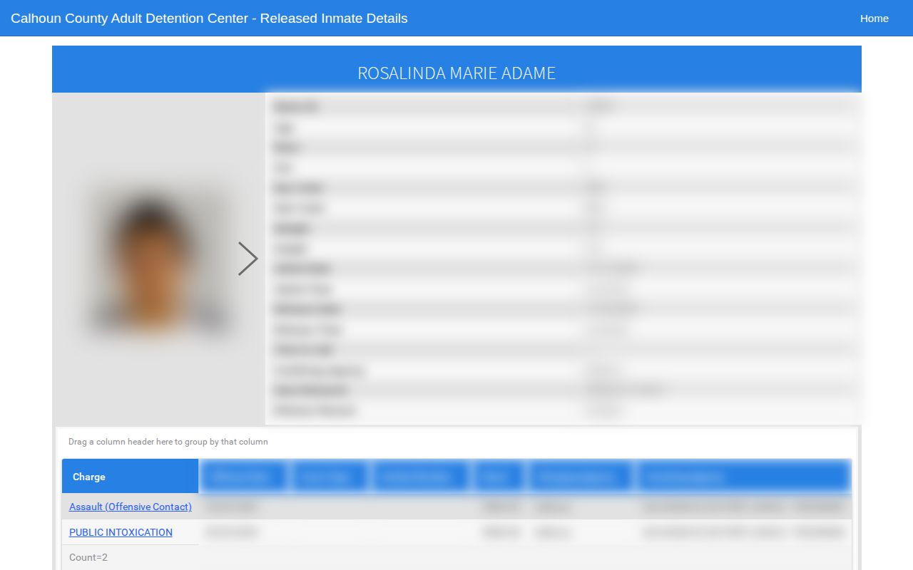 Calhoun County Adult Detention Center released record